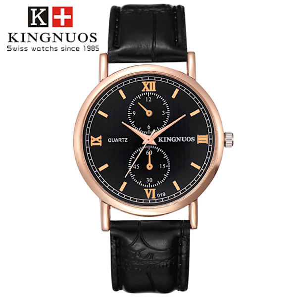 High-grade mode bælte to øjne fem hænder romertal quartz ikke-mekanisk ur Black dial black