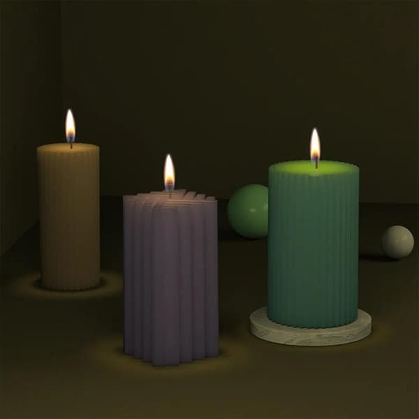 3 stk. Silikone Cylinderformede Firkantede Søjleforme Støbeforme Lysforme 3D Lysforme DIY-sæt
