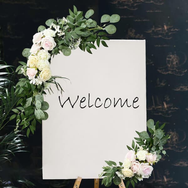 2 stk bryllupsbue blomster swag rustikk bord midtpunkt krans grønne blader for Pink