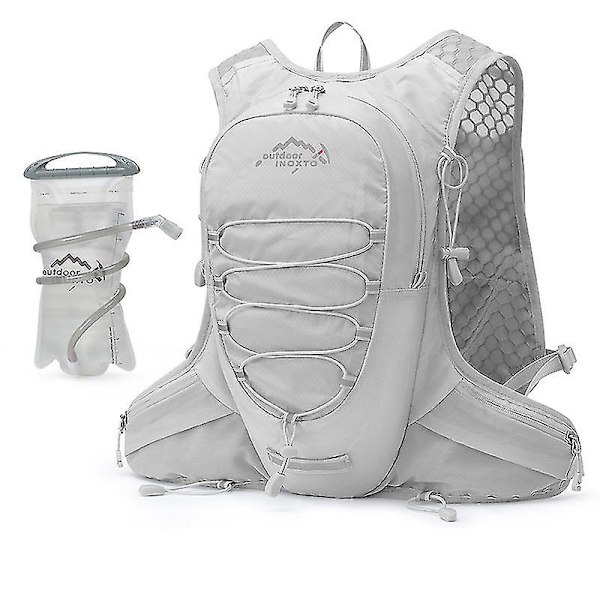 12l Hydration Pack Ryggsäck, lätt vattenryggsäck med 2l läckagesäker hydreringsblåsa Dagsäck för män Kvinnor,löpande vätskeväst för utomhus T gray 1.5L