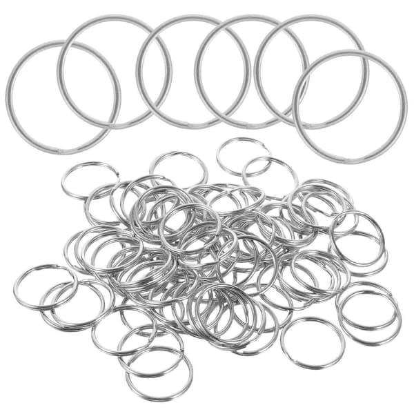100 stk. nøgleringe i rustfrit stål, runde nøgleringe til bilnøgler, gør-det-selv-tilbehør 2.5X2.5cm Silver