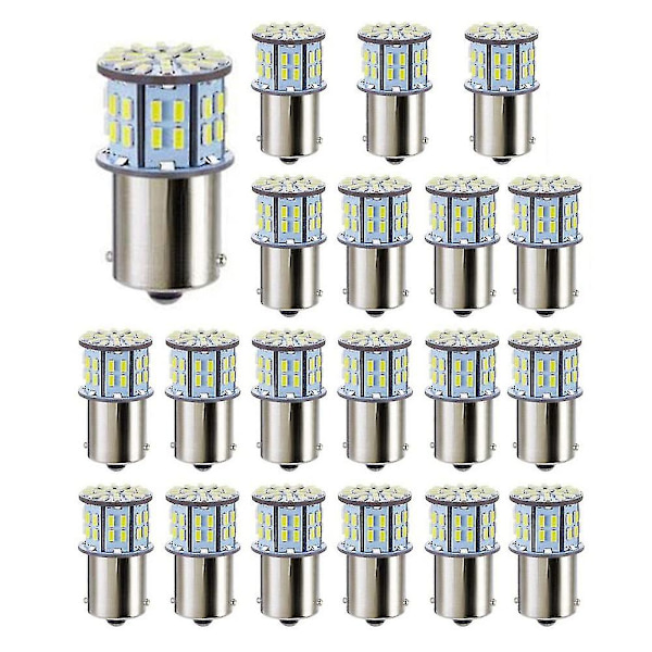 20x led glödlampor för Super 3014 50-smd Vit 1156 1141 1003 Ba15s glödlampor för trailer marinbåt
