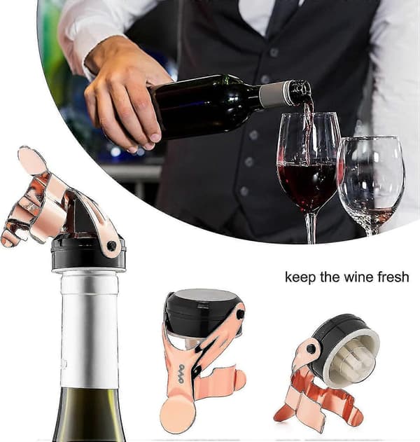 Champagne prop, 2 stk. champagneflaskeprop i rustfrit stål til Cava Prosecco mousserende vin