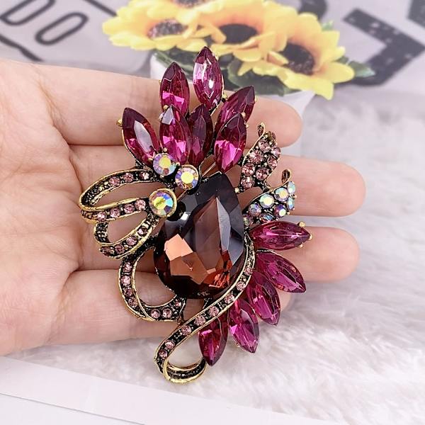 Leaf Rhinestone Statement Brosch Pin Klänning Smycken Tillbehör