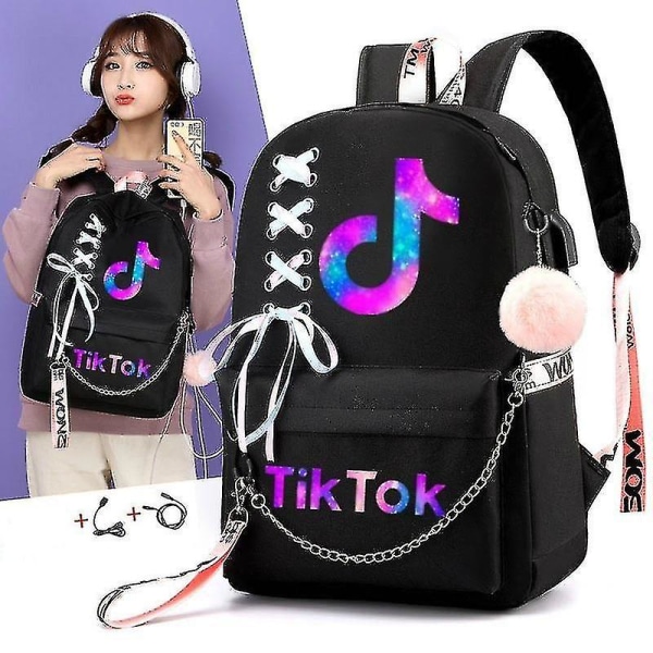 Tik Tok Ryggsekk Skolevesker Laptop Reisevesker For Jenter Gutter Tenåring Notebook Ryggsekk Nylon Mochila Med Bånd Camel