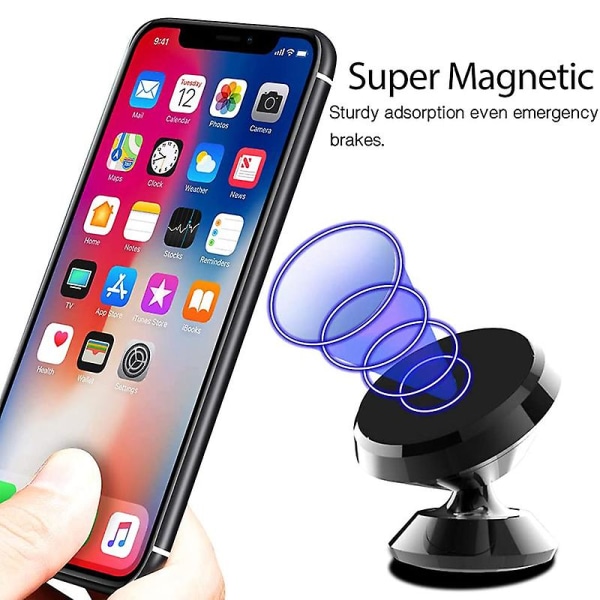Bil Magnetisk Hållare Multifunktion Kreativt Luftuttag Starkt Magnetställ För Iphone Xiaomi Huawei Bilinredningstillbehör| | Black