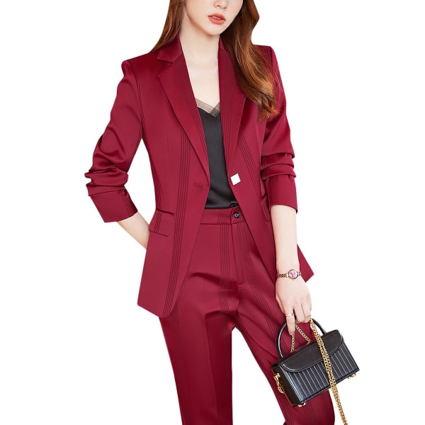Yunclos 2-osainen naisten yksirivinen takki housuilla Red S