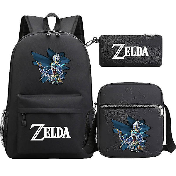 "Tears Of The Kingdom Of Zelda" Zelda-aiheinen printed teini-ikäisten opiskelijoiden koululaukku, kolmiosainen set - Miesten ja naisten olkapukureppu 7