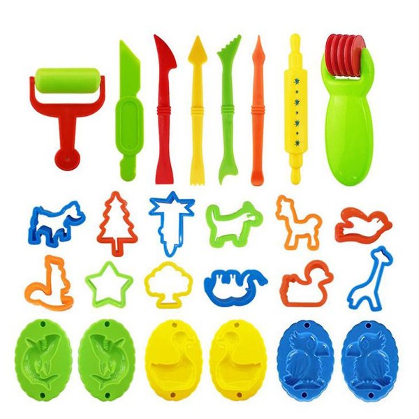 26 uppsättningar leksaker för barnens husleksaker Gör-det-själv - färgad lera form Miljöskydd Plasticine Verktygsbilleksaker Sensoriska leksaker för barn 5-7 A