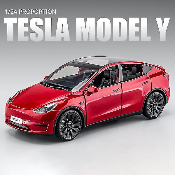 1:24 Tesla Model Y Model 3 Ladebunke Legering Støbt Legetøj Bilmodel Lyd og lys Børnelegetøj Samleobjekter Fødselsdagsgave Red