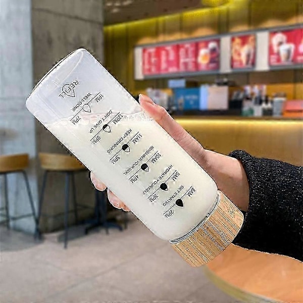 1000 ml Söpö Lasinen Vesipullo Ajan Merkinnällä Suuri Kirkas Lasinen Hedelmätee Siivilä Kuppi Ulkoiluun Matkustamiseen Tiivis BPA-vapaa transparent 700ml