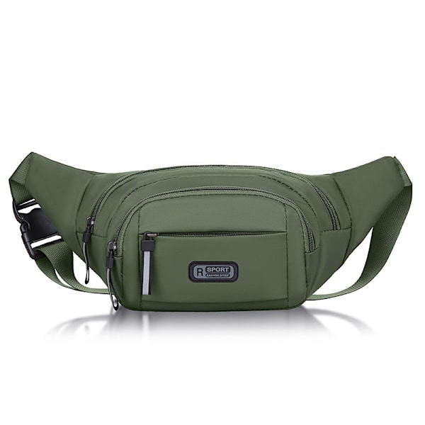 Mænd Fanny Pack Stor Kapacitet Brysttaske Lille Crossbody Taske Casual Bæltetaske Talje Taske til Løb Vandring Rejse Sport, 40*14*6cm, Grå Green