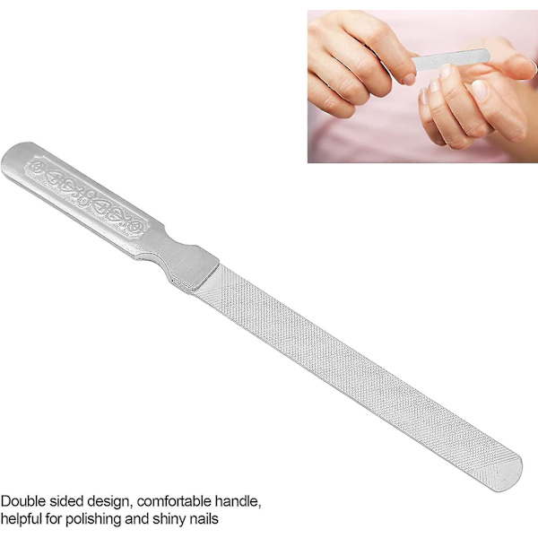 Nagelfil av rostfritt stål, nagelfil Dubbelsidig design Liten bärbar Stark Praktisk nagelfil Nagelfil Nagelbuffrande Filer Tvättbar metall Nagelfil Fo