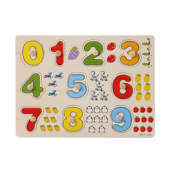 Trä Nummer Lette Pussel Jigsaw Early Learning Baby Barn Pedagogiska leksaker C C