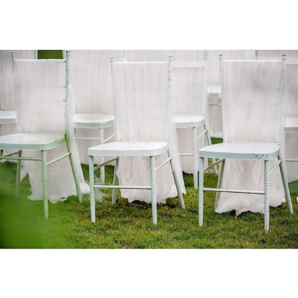 2 stk tyl stolebetræk lange sløjfer mesh fluffy tutu stol nederdel Slipcovers til brudebruser bryllup baby shower indretning (hvid)
