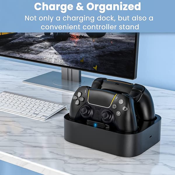Ps5 Controller Ladestation Hurtig Opladningsdock Med Led-indikator Kompatibel Med Ps 5 Controller