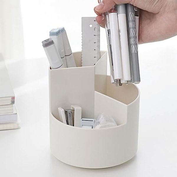 Roterende blyantholder Penneholder for skrivebord Roterende penneholder Hvit sminkebørsteholder Desktop Organizer Skrivebord