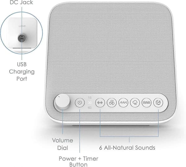 2025 Siste Modell Søvnlydmaskin med USB-lader - Sømløs Looping med 6 Beroligende Lyder
