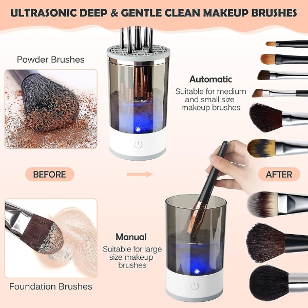 Elektrisk Makeup Brush Cleaner, Makeup Brush Cleaner Machine med Brush Clean Mat, Automatisk kosmetisk børsterenserverktøy