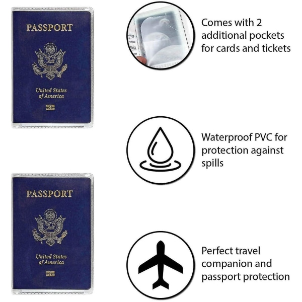 Wabjtam Clear Passport Deksel Plast Passport Protector Vinyl ID-kortbeskytter Veskeholder Reisepakke med 6