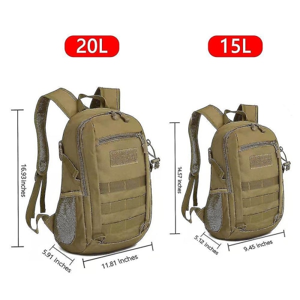 Utomhus Taktisk Ryggsäck Militär Ryggsäckar Herr 15l 20l Vattentät Sport Reseryggsäckar Camping Mochila Fiske Jaktväskor black 20L