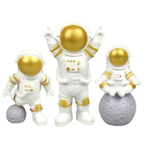 Harpiks Astronautdekor til bilinteriør 3 stk. Mini Astronautfigurer