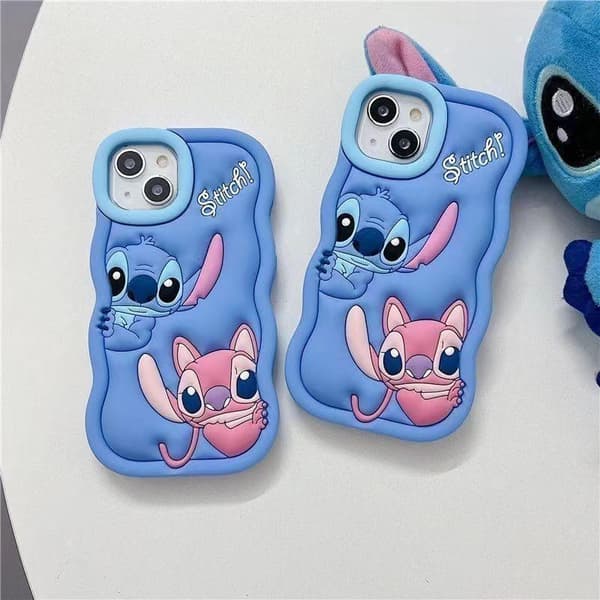 (For Samsung A16) Lilo og Stitch silikon deksel mobilskall blå