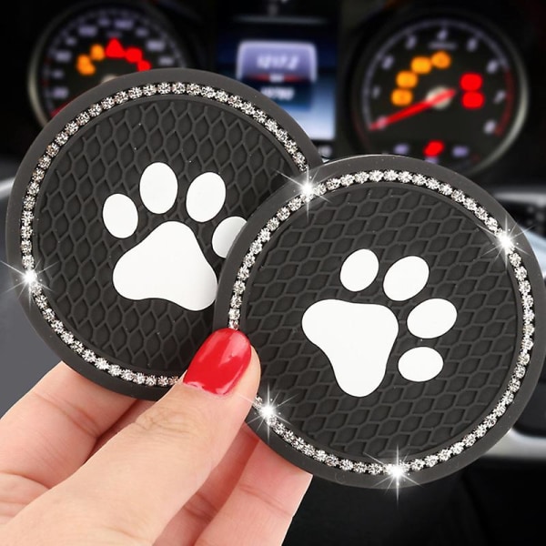 2st Bil Coaster Vattenkopp Flaskhållare Anti Slip Pad Mat Silica Gel För Inredning Bil Styling Tillbehör|drycker Hållare| Black colour diamond