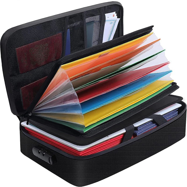 Brandsäker dokumentväska, bärbar brandsäker dokumentväska med lås 3-lagers filförvaringslåda för pass, certifikat