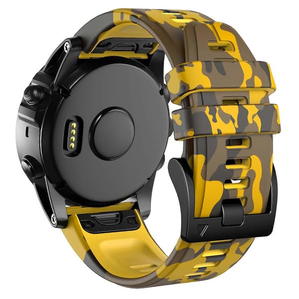 Til Garmin Fenix 7X Camouflage Silikone Urrem Yellow