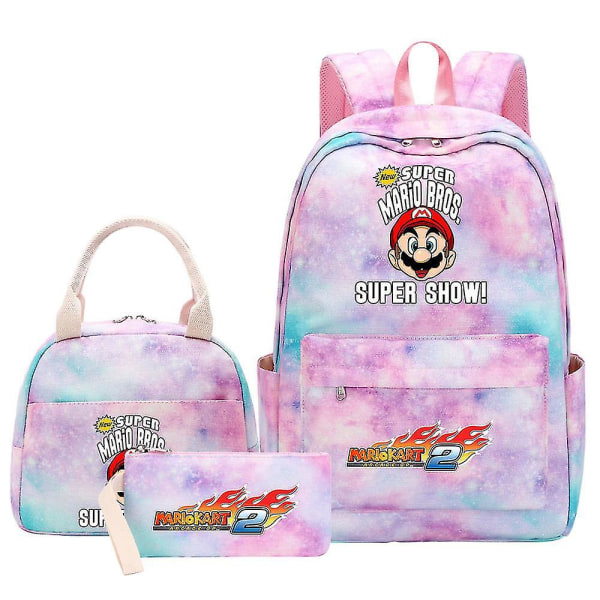 Kawaii Super Mario Girl Kids Pen Lunchväskor - Rainbow Galaxy Bookbags - Dam Tonåringar Skolväskor - Reseryggsäck för bärbar dator 4