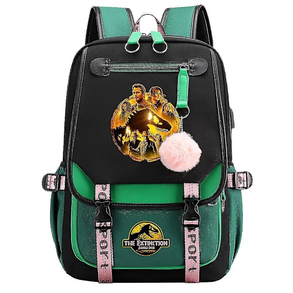 Jurassic Park Dinosaurie Pojke Flicka Barn Skolboksväskor Dam Ryggsäck Tonåringar Skolväskor Canvas Laptop Reseväska 5