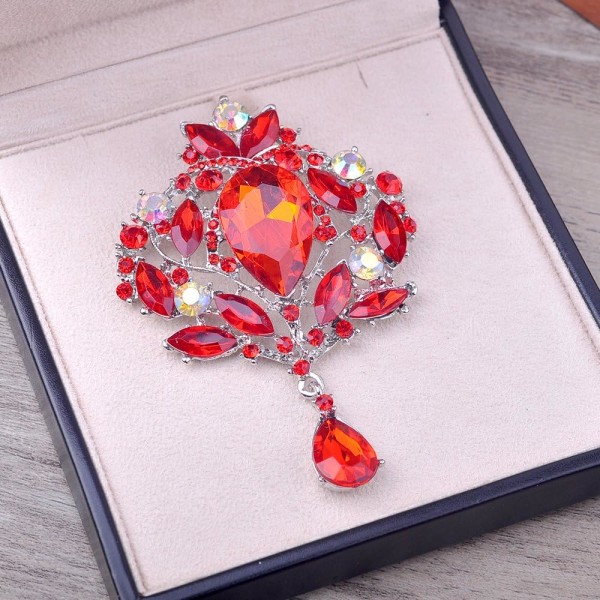 Bröllop Bridal Big Crystal Strass bukett Brosch Sjal Pin för kvinnor