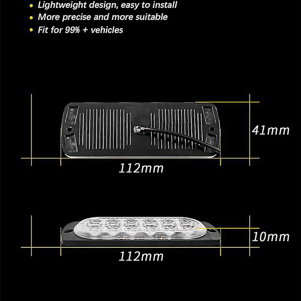 6/12led Strobe Varsellys Billig Strobe Grille Blinkende Lightbar Lastebil Bil Beacon Lamp Amber Trafikklys 12v 24v Billys - Varsellys Assem 6LED Blue