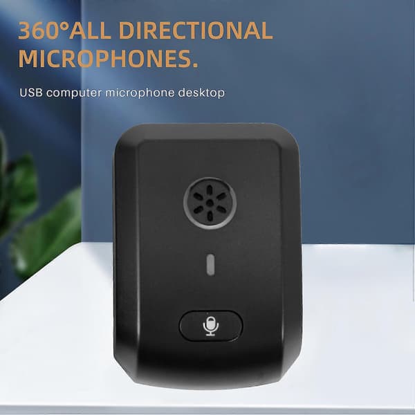 360 graders omnidirektionel mikrofon USB desktop computermikrofon til møder, kontor, onlineundervisning, liveudsendelse, spil