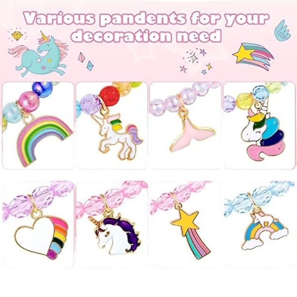 9 delar färgglada Unicorn Armband Girls Unicorn Armband Rainbow Unicorn pärlarmband för födelsedagsfester