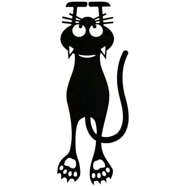 Leikkaus Black Kitten -kirjanmerkki, uudelleenkäytettävä muovinen kirjanmerkki, musta kissa riippuva kirjanmerkki, kestävyys ja käyttömukavuus, kirjojen ystäville (1 kpl)