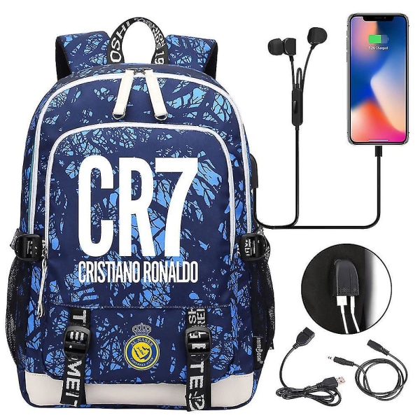 Cr7 Ryggsekk Tenåringer Usb Charge Multifunksjonell Vanntett Skoleveske Kapasitet Dagsekk Mochilas 11