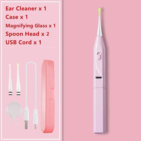 Öronrengöringsverktyg Öronplockare med lätt öronrengörande vaxborttagning Baby Kids USB uppladdningsbar spiral- set Bärbar (Färg: Rosa)