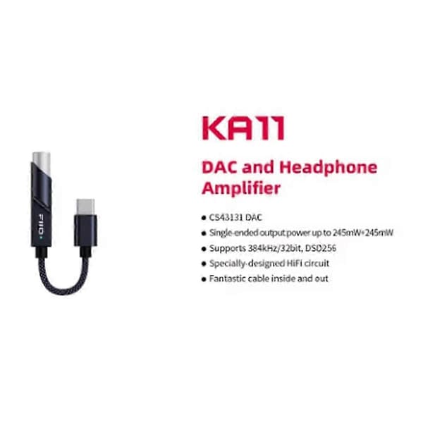 FiiO KA11 USB C til 3,5 mm hovedtelefonstikadapter til mobile enheder Silver