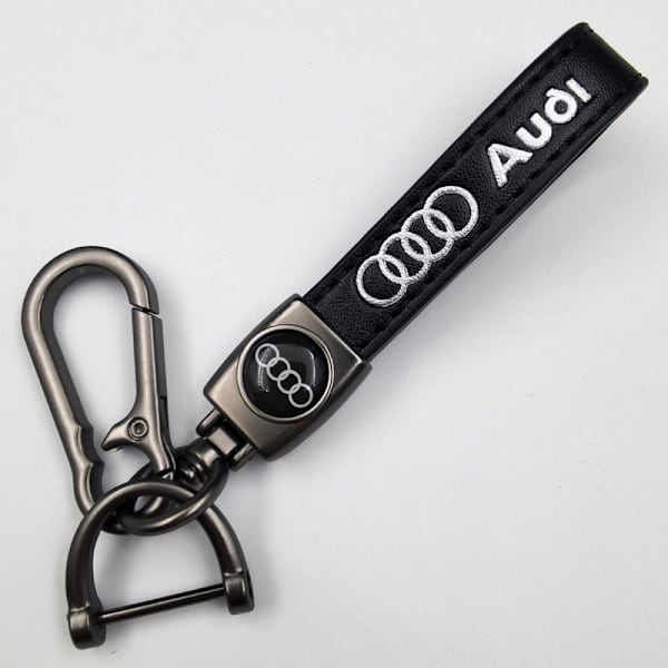 Lädernyckelring för bil, cykel, metallfinish | Robust nyckelring | Nyckelring och krokbeslag i silver Silver Hardware Silver Hardware Audi