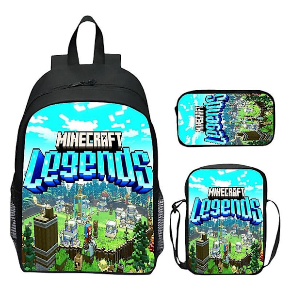 Minecraft ryggsekk tegneseriespill 3 stk skoleryggsekker for jenter Guttesett Primærbarnelever Byrdelindring Mochilas Beige