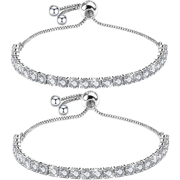 Armband för kvinnor, Sterling Silver Tennis Armband Crystal Slider Armband S925 Dam Armband