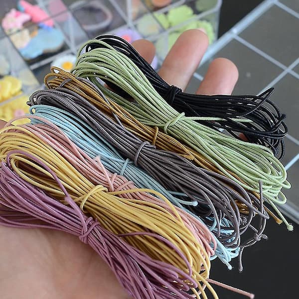 8 st Färgade Elastiska Snören 1mm Elastisk Tråd Armband Elastisk 5m