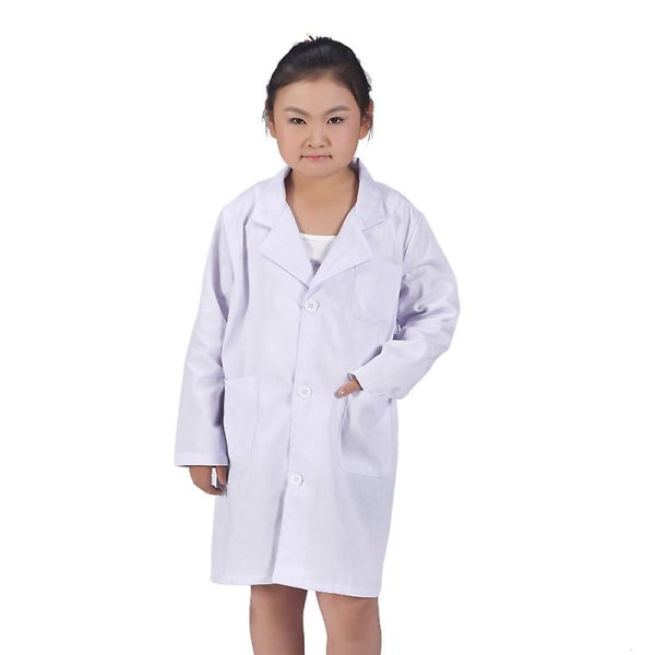 1 Stk Barnepleier Lege Hvit Lab Frakk Uniform Top Performance Costume Medical Thin 4