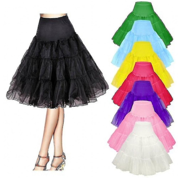 26\" Retro Alushame/50-luvun Swing Vintage Alushame/rockabilly Tutu/hienostunut Verkkokangas Hame W Yellow L-XXL 16-22