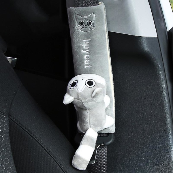 Söt tecknad bil cover Säkerhetsbältssele Kudde Axelrem Skyddsdyna för barn/barn leksak djur prydnader| | Gray Cat
