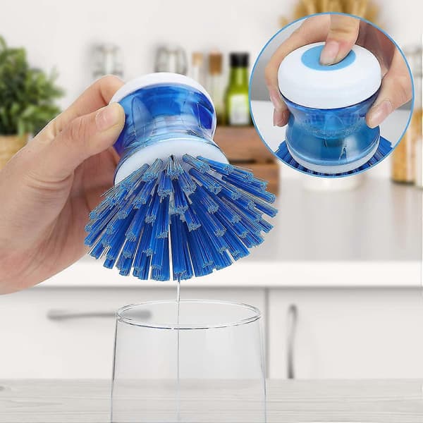 Diskborste med tvåldispenser kompatibel med disk, grytor, stekpannor, diskho, kök 2-pack