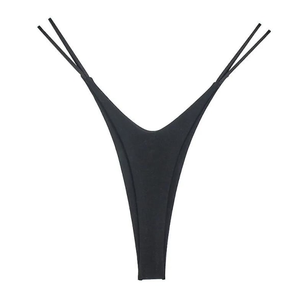 Ny sexy høydelt thong bomull damer dobbel bikini stil Europeisk og amerikansk tynn belteundertøy black L50-60kg