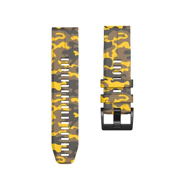 Til Garmin Fenix 7X Camouflage Silikone Urrem Yellow
